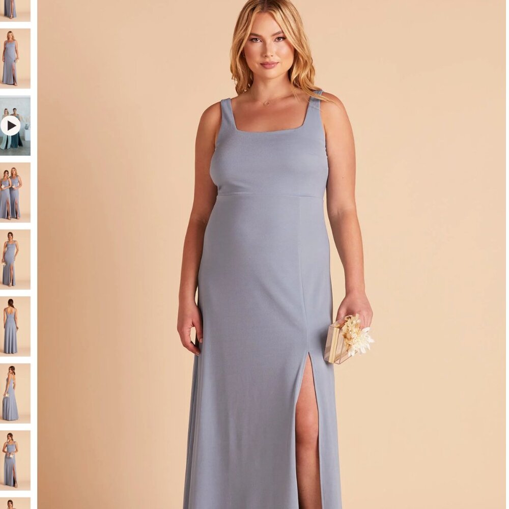 NWT Birdy Grey Crepe Dusty Blue Alex Convertible Bridesmaid Size‎ 3X